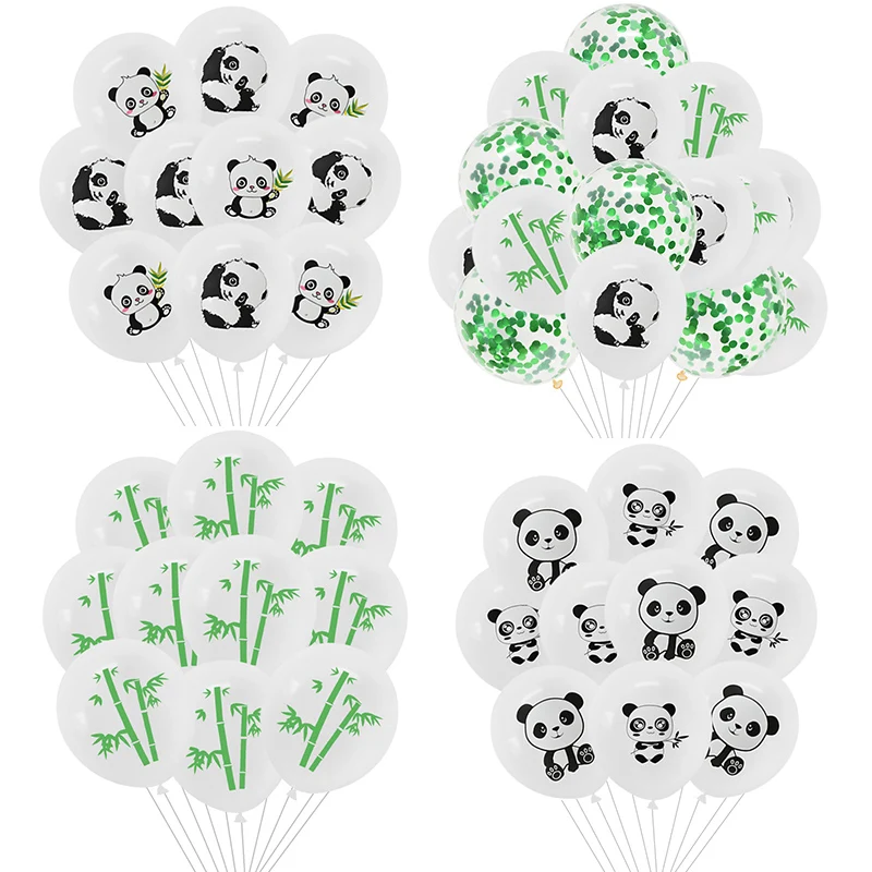 5/10/15pcs 12inch Panda Latex Balloon Bamboo Pattern Decoration Panda Theme Party Confetti Balloon Baby Shower Birthday Supplies