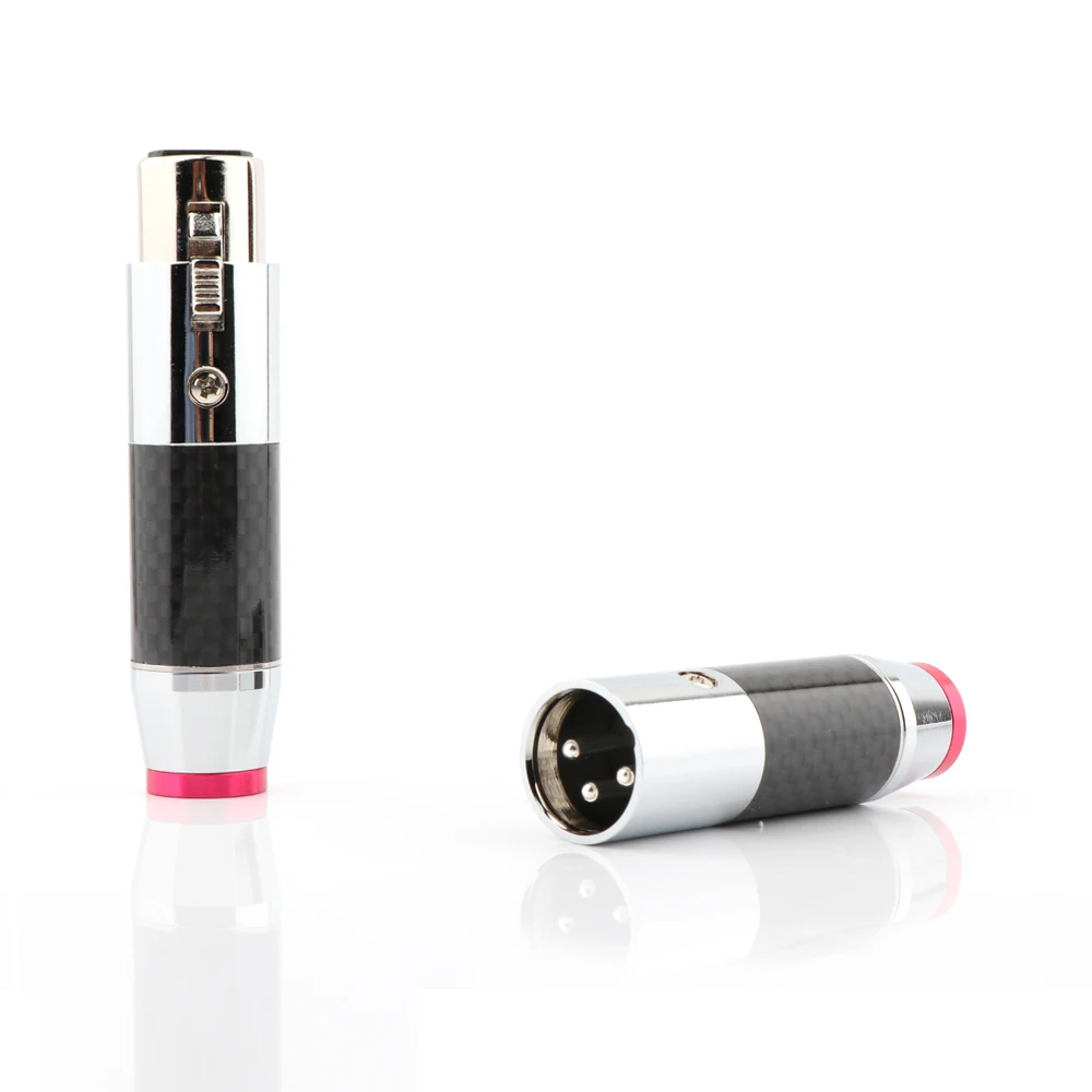 Hallo-end XLR Stecker Silber Überzogene Carbon Faser Audio XLR Stecker Weibliche Stecker Für 11mm DIY Interconnect kabel – Detail 5