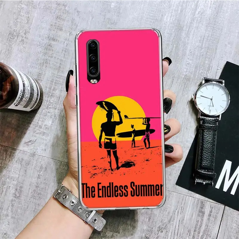 Surfboard Surfing Art Surf Girl Summer Phone Case For Huawei P30 P40 P20 P10 P50 Mate 20 10 30 40 Lite Pro Plus Printing Cover