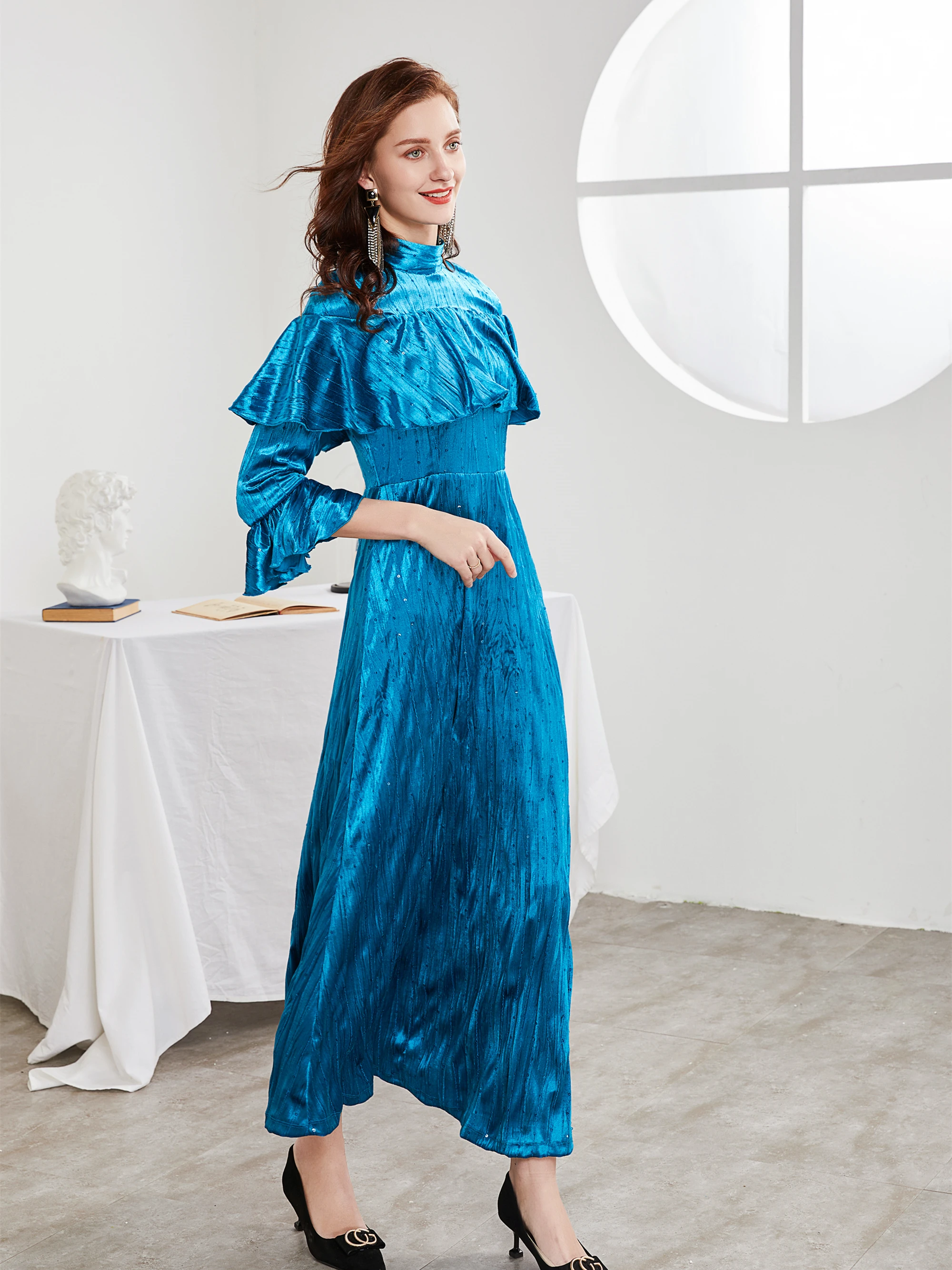 LuxuryVintage bluegaduation sukienka sexyruffle homecoming sukienka elegancka na imprezę bal robe de Soiree