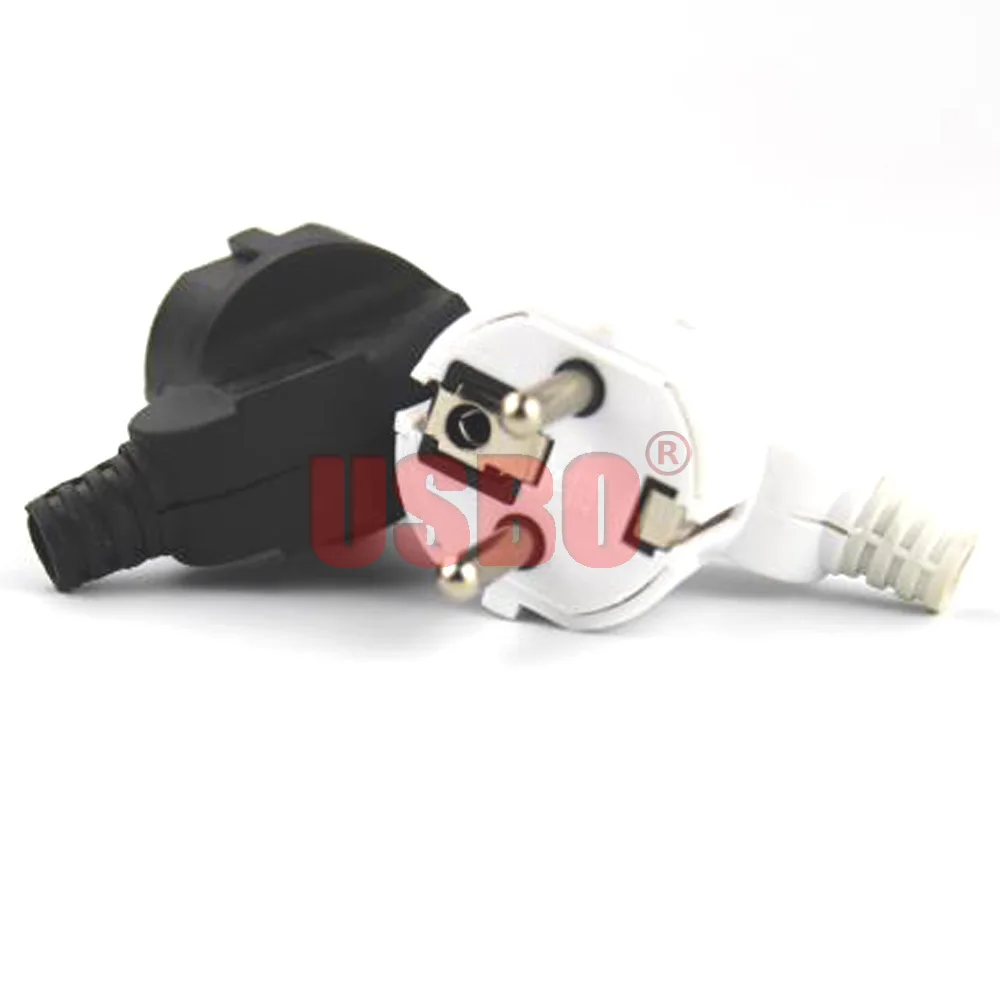 Elbow Black White 250V 16A PVC Copper EU German France Netherlands Swiss Italy Russia 4.8mm pin detachable wiring power plug