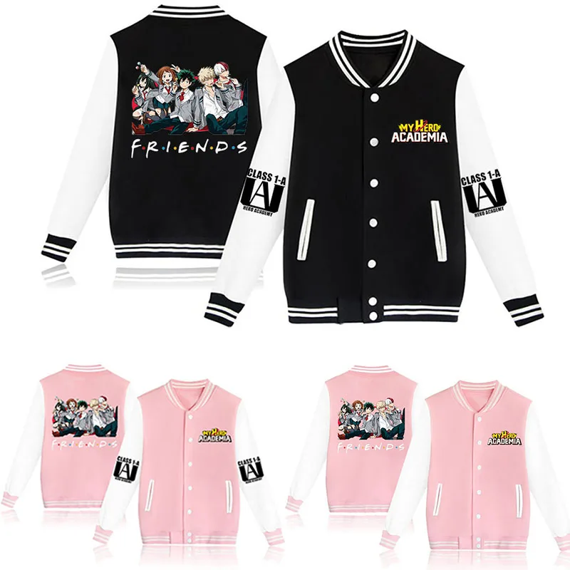 

2021 Hot Selling Anime Cartoon Casual Sweatshirt My Hero Academia Print Unisex Baseball Jacket Sportswear