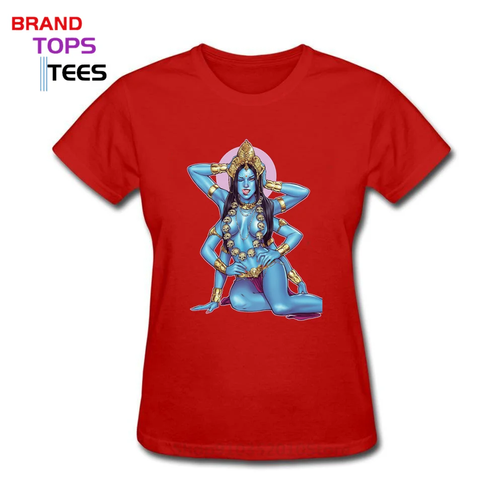 Fashion Indian Goddess of Death T-shirt women Hindu God Kali Ma T shirt Shiva Goddess Skull Tshirt camiseta