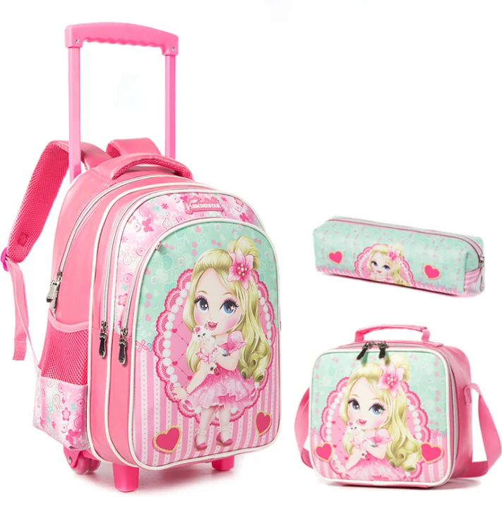 School wheeled backpack bag for girls children school Trolley backpack Bag for kids student school Rolling backpack bag wheels