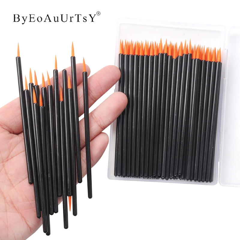 100 pz/set manico nero pennelli per Nail Art fodera usa e getta penna per pittura strumenti per il trucco di bellezza Eyeliner pennello per le donne regali