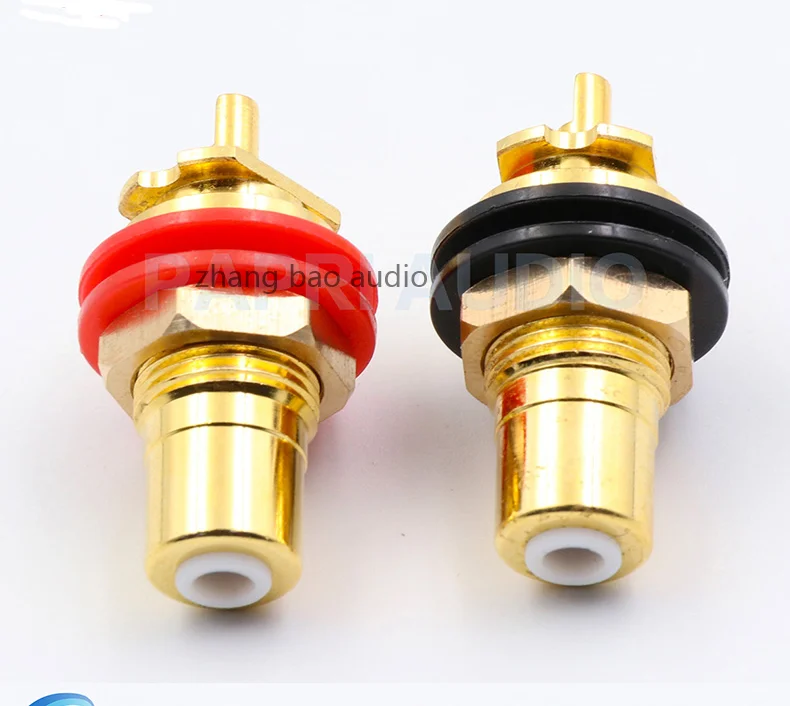 1 pair EIZZ EZ-102 RCA Signal Socket RCA Signal Audio Socket Jack Pure Gold Plated Phosphor Bronze Pair