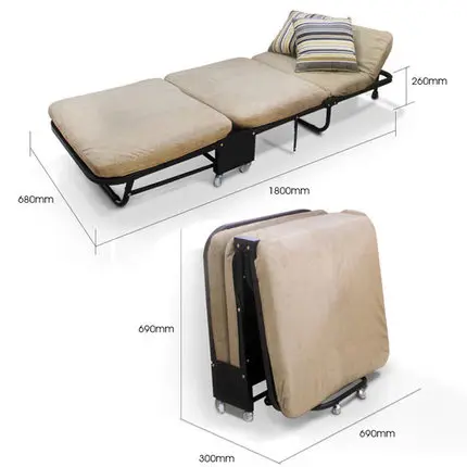 Lunch break Folding single bed office nap Tri-fold sponge foldable bed leisure simple care bed