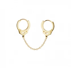 ANENJERY Silver Color Double Ear Hole Hoop Earrings for Women Men Punk Style Tassel Chain Earrings Jewelry