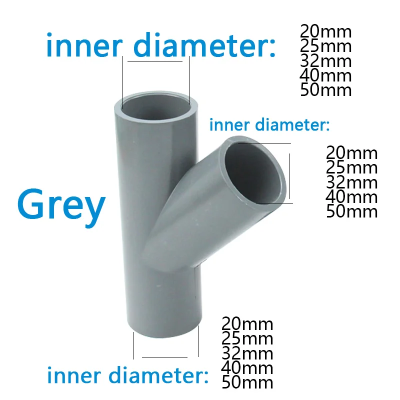 Rura PVC 3 Way złącze nawadnianie ogrodu 1 Cal typu Y fajka wodna Adapter akwarium 45 stopni pochylona Adapter 1 szt