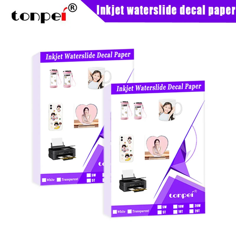 A4 Inkjet Waterslide Decal Paper  Waterbased slide transfer paper White Transparent 5 10 20 Sheets