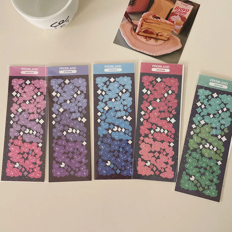 Cute Colorful Ribbon Star Stickers Scrapbooking Decorative Korean DIY Diary Album Kawaii Stationery Planner Sticker