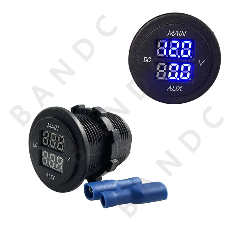 Car Boat Main Auxiliary Battery Voltmeter Digital Voltage Meter Socket for Marine Vehicle Trailer Caravan, Auto Accessories