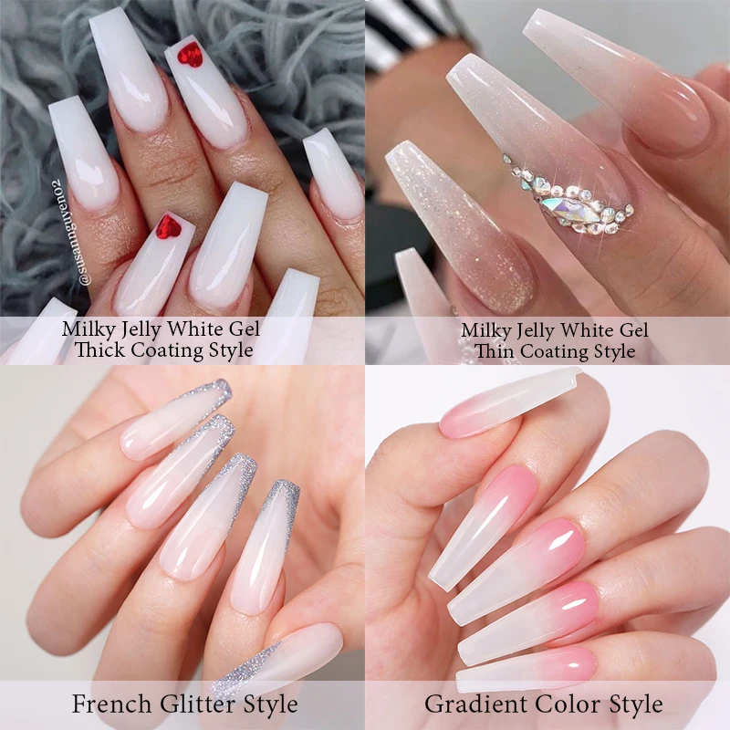 Tiểu Đường 7.5Ml 7Ml Chai Thủy Tinh Ngân Hà Thạch Trắng Gel Móng Tay Màu Trắng UV Led Gel Dầu Bóng dụng Cụ Làm Móng Móng Tay Nghệ Thuật Cơ Sở Hàng Đầu