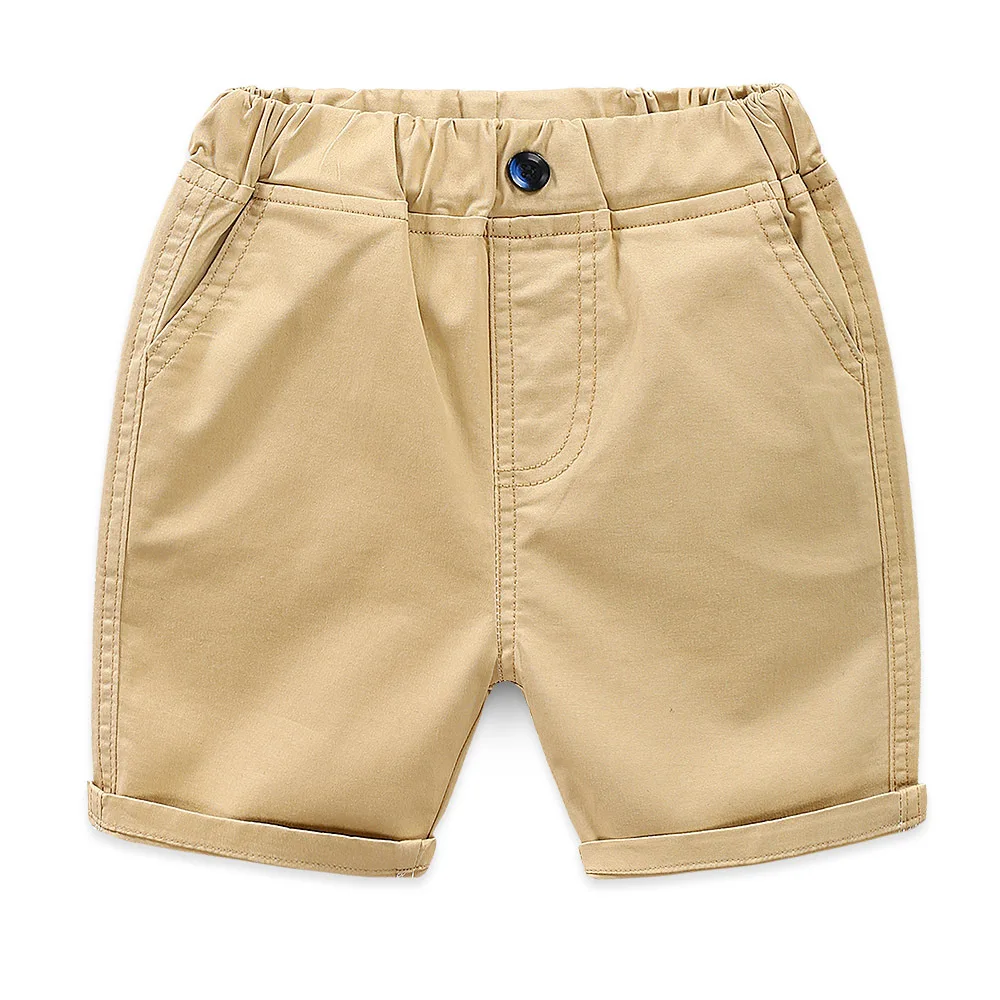 DE PEACH New Kids Boys Casual Shorts Summer Solid Color Cotton Baby Girls Loose Beach Shorts Pants Children Clothes 2-8Years