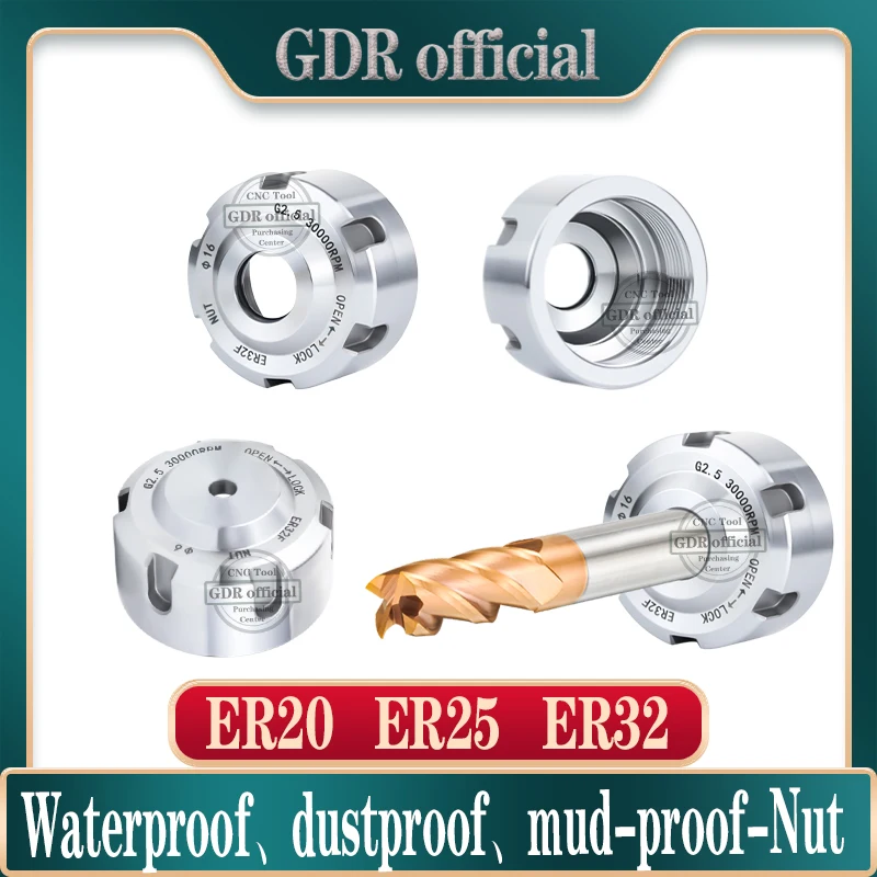 ER mudproof nut ER11 ER16 ER20 ER25 ER32 nut dustproof nut ER waterproof nut mudproof nut tool holder bracket tool collet chuck