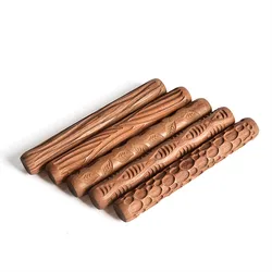 5PCS Ceramic Tools Wood Carving Pottery Wood Texture Mud Roller Embossed Embossed Pattern Embossed Rod Mud Roll