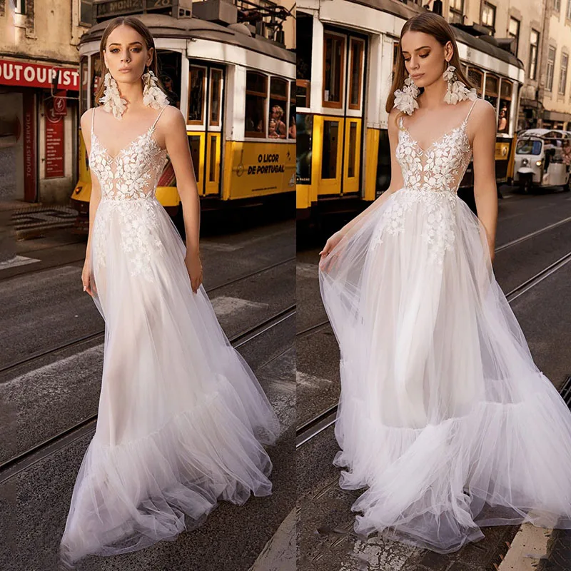 LoveDress Beach Wedding Dresses 2023 Sexy V Neck Sleeveless Tulle Boho Bridal Gown vintage wedding Dress For Women Custom Made