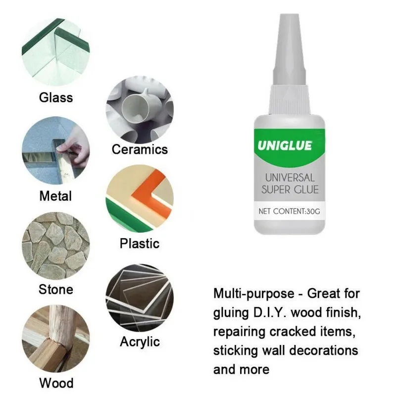 30ml Uniglue Universal Super Glue Strong Plastic Glue For Resin Ceramic Metal Glass PVC Glue New