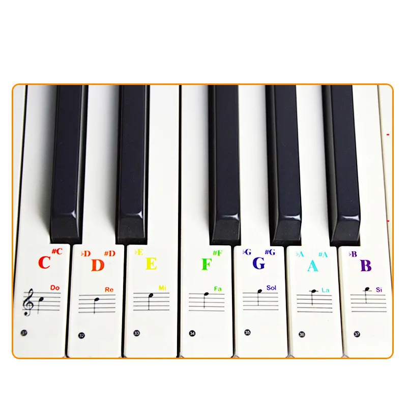 Transparent PVC Key Piano Stickers 88/61/54/37/32 Electronic Keyboard Name Note Sticker symbol decal for music decal Label