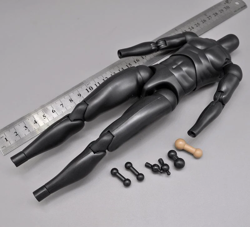 

In Stock 1/6th Black Muscle Male Body Figures Death Soldier With Connector No Hands No Foot For Mostly 12inch Doll Soldier