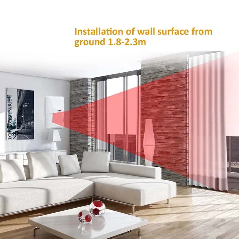 Indoor Wireless PIR Motion Sensor Pet Friendly 12M 100° Detecting Range 433MHz EV1527 Anti-burglar for Smart Home Security