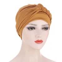 Femmes dame musulman tresse tête Turban enveloppement couverture Cancer chimio islamique arabe casquette chapeau perte de cheveux Bonnet bonnets 5