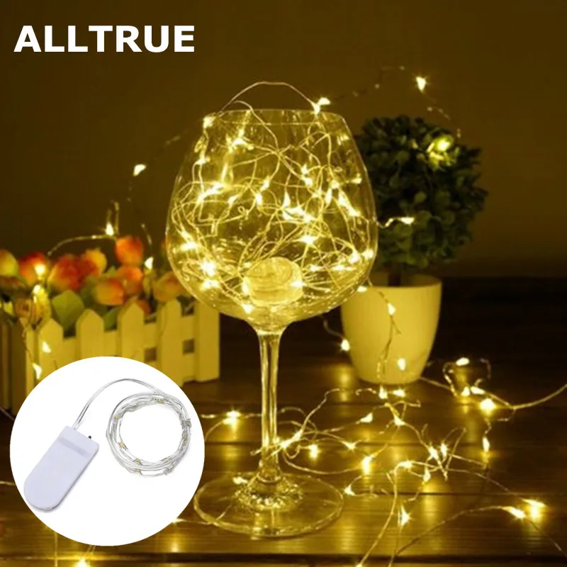 ALLTRUE New Year 1M 2M 3M 5M LED Silver Wire String Lights Fairy Garland For Christmas Home Wedding Outdoor Holiday Decoration