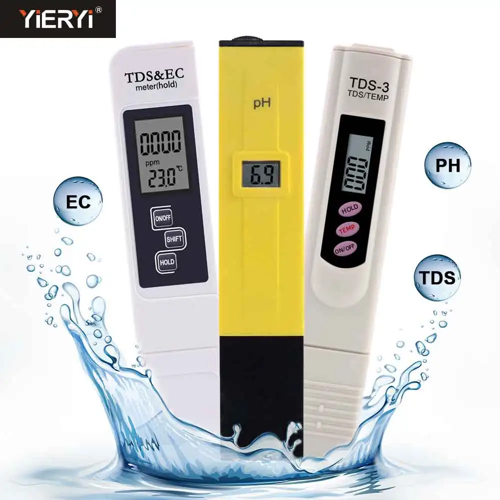 

Yieryi Portable Digital TDS Meter + PH Meter + EC& TDS Meter 0-9999ppm /0-14 Ph /0-9999ppm&0-9999us/cm Water Quality Monitor