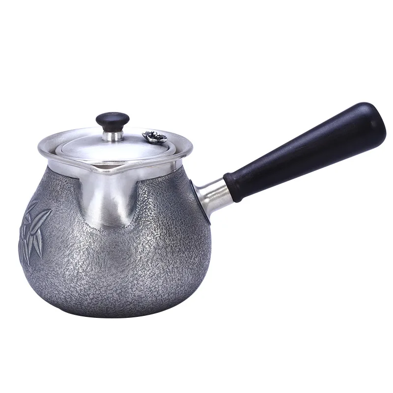 Teapot, kettle, hot water teapot, iron teapot, stainless steel kettle, tea bowl, 350ml capacity, handmade S999 sterling silver t