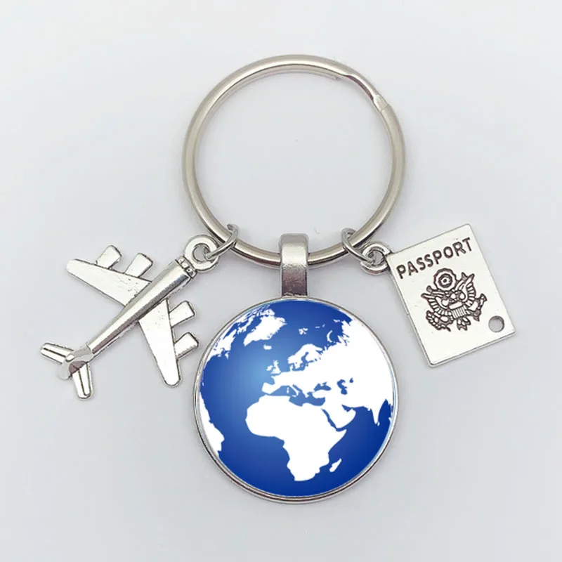 Earth Aircraft Keychain Pendant Earth Compass Personalized Commemorative Keyring Gift for Travel Lovers