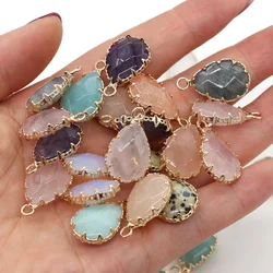 Natural Stone Faceted Amethysts Pendants Water drop shape Charms for Jewelry Making Diy earring necklace accessories Size14x23mm
