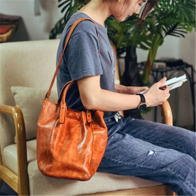 

New original simple first layer cowhide ladies handbag fashion large capacity soft genuine leather tote bag female bag