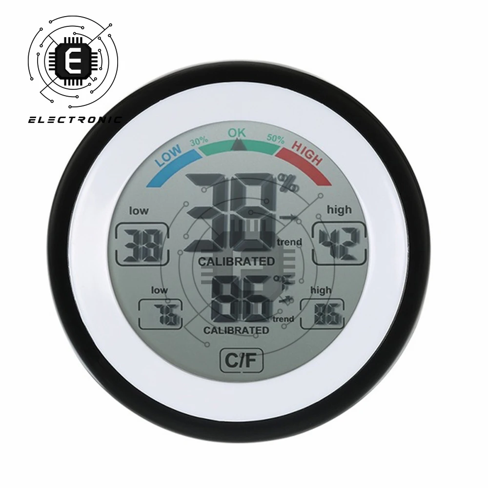 Cyfrowy termometr z ekranem dotykowym LCD higrometr samochodowy do domu