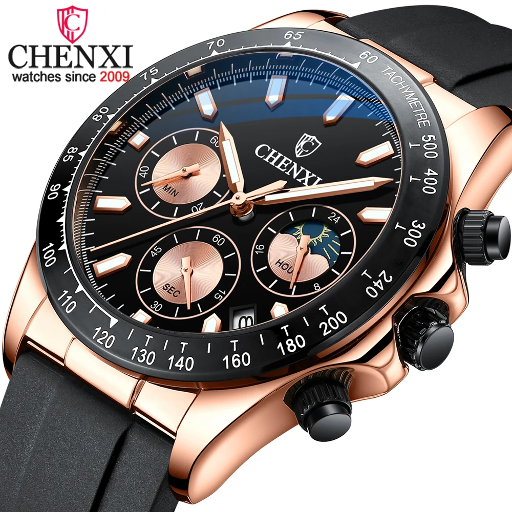 CHENXI Luxury Brand Mens Watches Waterproof Sport Quartz Watch for Men Clock Luminous Military Wrist Watch Relogio Masculino