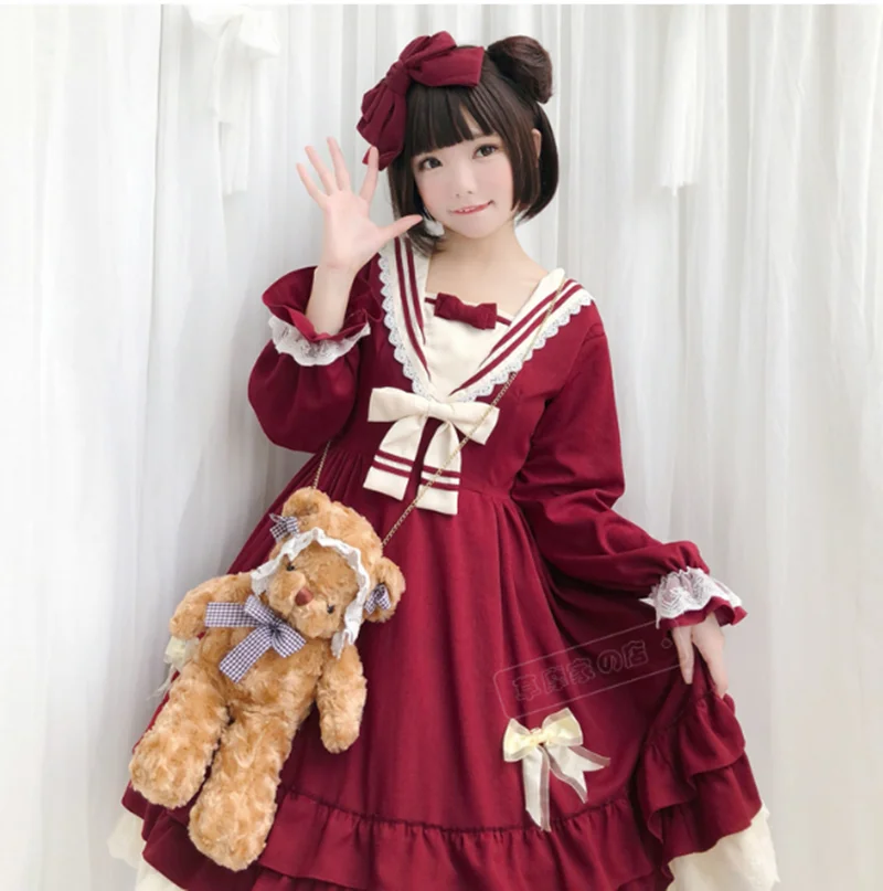 Palace princess sweet lolita dress retro elegante falbala vita alta abito vittoriano kawaii girl gothic lolita op loli cosplay