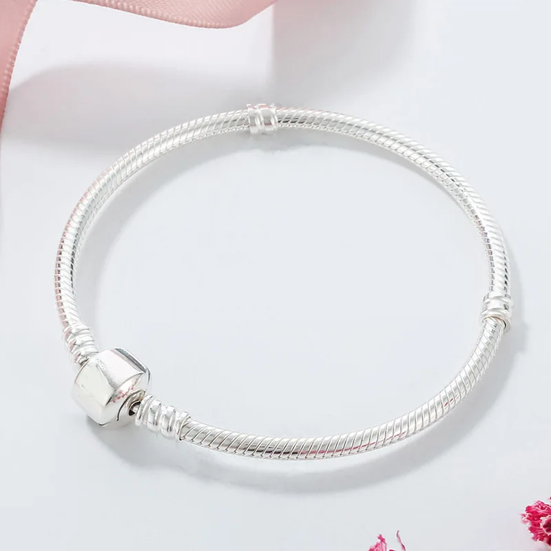 Original 925 Sterling Silver Charm Chain Bracelet Party Wedding Jewelry Long 16-23cm Snake Bone Bracelets for Women DIY Jewelry