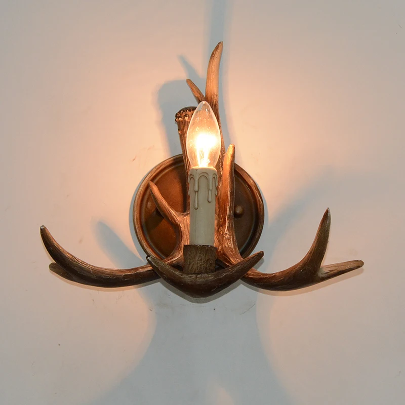 

antique deer antler wall lamp in restaurant bedroom vintage resin wall sconce mirror lighting in corridor hallway balcony lights