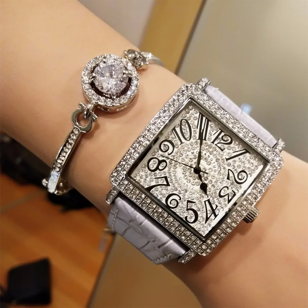 Women Watch Exquisite Luxury Diamond Quartz Ladies Fashion Leather Bracelet Wrist Watches Saat Relogio Feminino Reloj Mujer