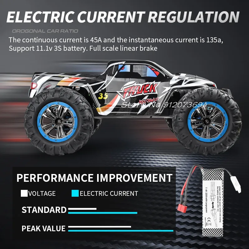 

80KM/H Big 4WD Brushless Motor Remote Control Truck 200M Metal Hydraulic Shock Absorber All-terrain Off-road Racing RC Car Truck