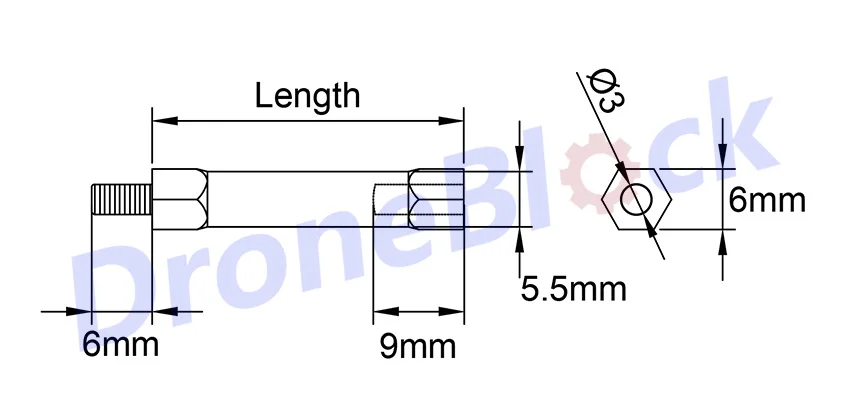 20PCS M3 Standoff  Round Section Spacer Aluminum column female to male Black Hex Lightweight DIY FPV Quadcopter Drone Multirotor