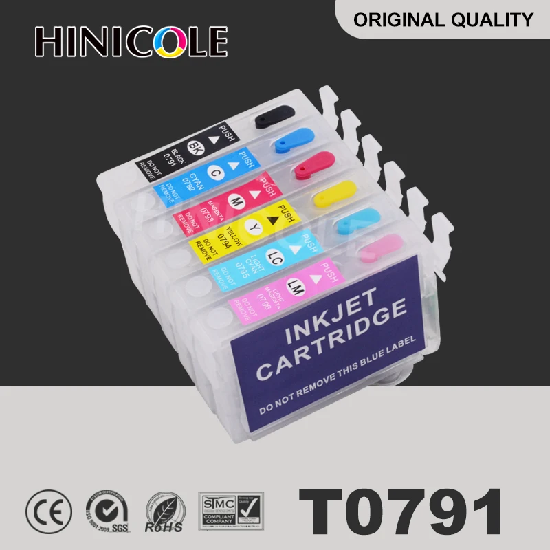 Hinicole Ink Cartridge T0791 T0792 T0793 T0794 T0796 Stylus For Epson Photo 1400 1500W P50 Artisan 1430 PX650 Refill Cartridges