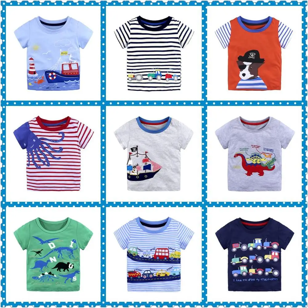 Casual Baby Boys' tshirts Toddler Tee Shirt Summer Cartoon Short Sleeve Boy t-shirts Kids Top 100% Cotton 18Month 2T 3T 4T 5T 6T