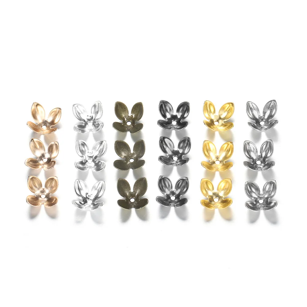 50Pcs/Lot Gold Color Metal Flower Bead Caps Findings Spacer End Bead Cap Charms for DIY Bracelet Jewelry Making Supplies