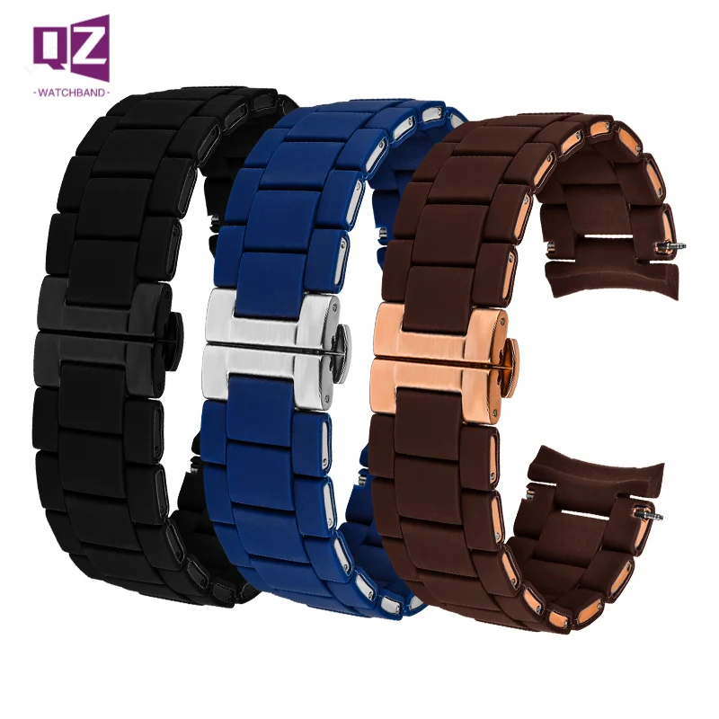 Rubber Watchband for armani watch band silicone wristband bracelet 20mm 23mm strap for AR5905 5922 5858 5868 5859 AR5867 watches