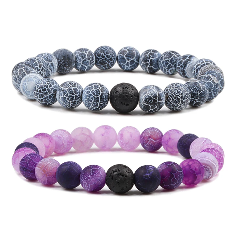 10 Colors Buddhist Natural Stone Beaded Bracelet Charm Distance Elastic Bracelets Bangles for Men Women Best Friend Jewelry Gift