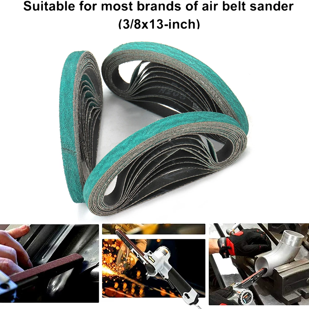 10x330mm 3/8"x13" Sanding Belts Sander Abrasive Belt Tool for Wood Furniture Metal Grinding Polishing Grit 60/80/120