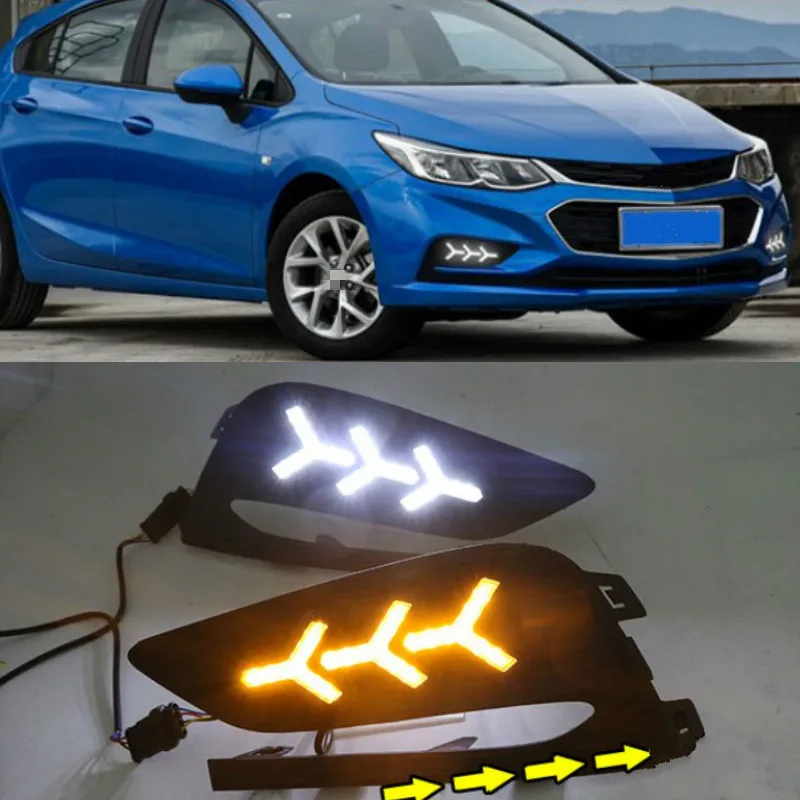 

2 шт. DRL для Chevrolet Cruze 2016 2017 2018 дневные ходовые огни Противотуманные фары крышка фары 12В дневной сигнал для Chevy