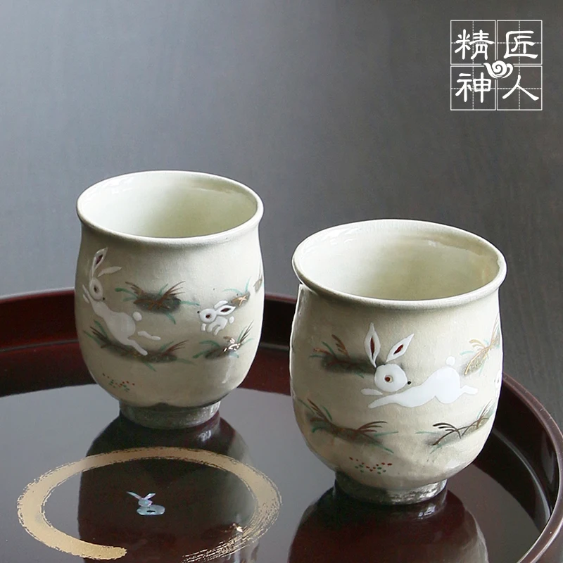 Spot hand double rabbit husband and wife for a cup of water to burn imported from Japan Japanese tea cup gift sets