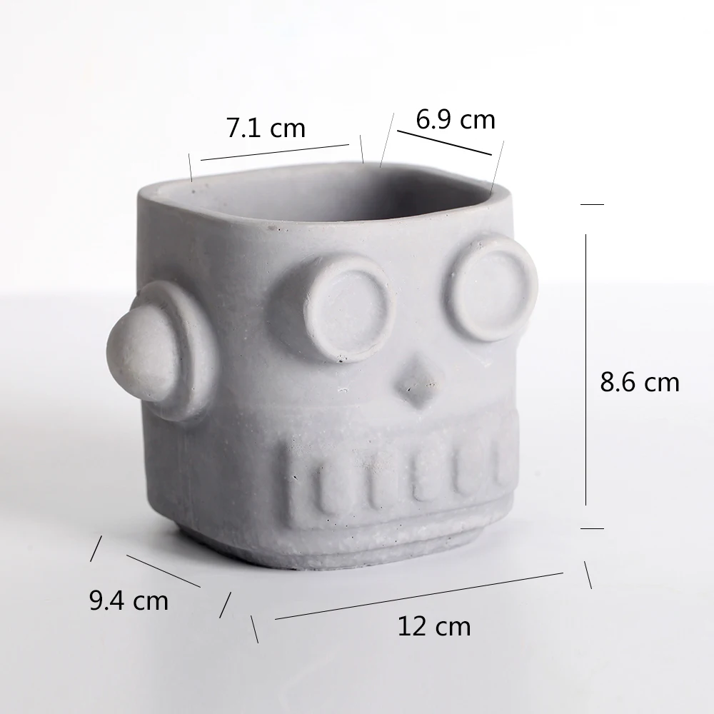 Silicone Mold Planter Concrete Robot Shape Mould DIY Cement Candle Cup Making Tool Office Desk Pen Holder Decoration Form