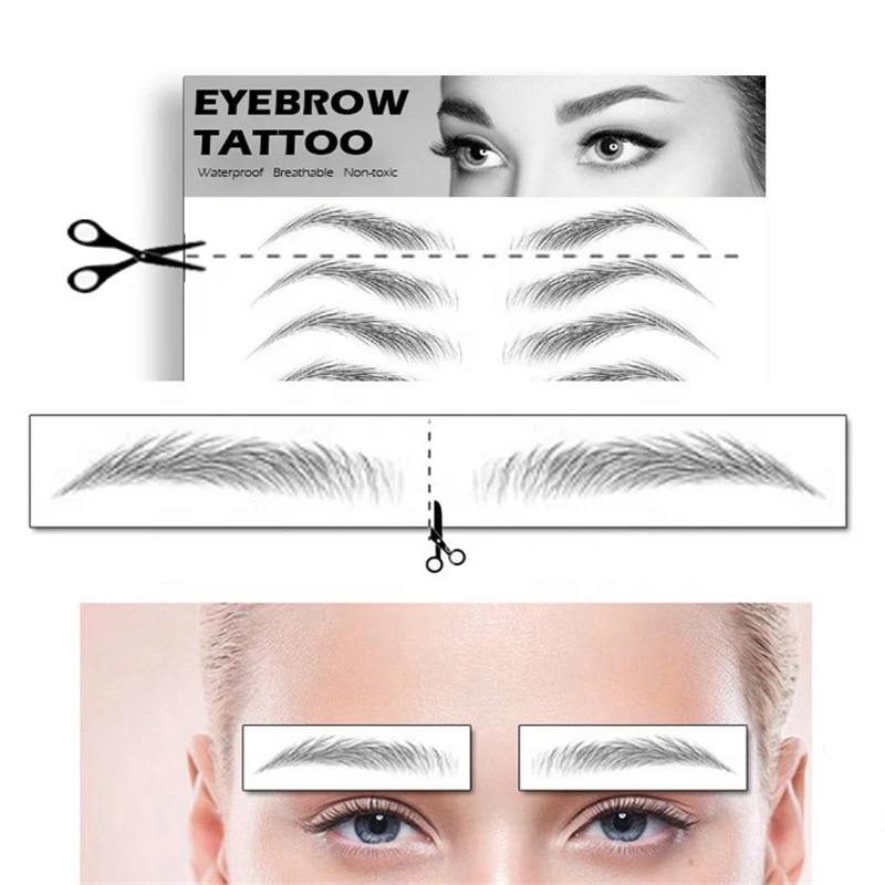 Magic False Eyebrows 4D Hair-like Eyebrow Tattoo Sticker Waterproof Lasting Makeup Water-based Eye Brow Stickers Cosmetics